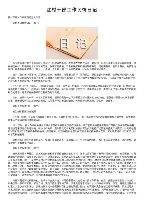 驻村干部工作民情日记