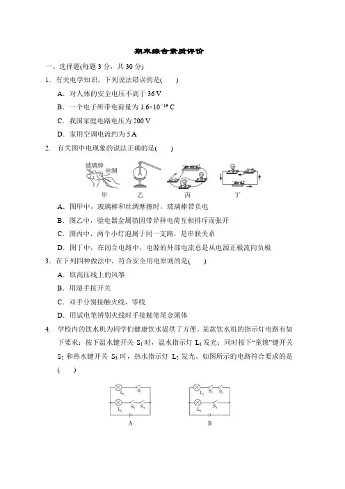 鲁科版五四制物理九年级上册期末综合素质评价