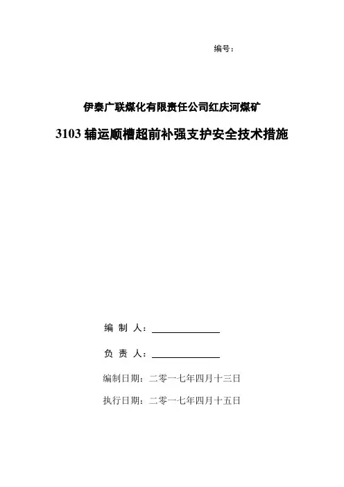3103辅运顺槽超前补强支护安全技术措施要点