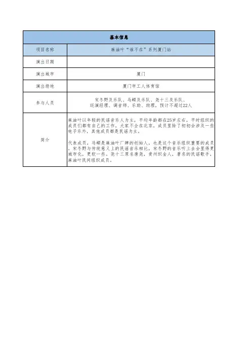 大型演出项目预算模板--