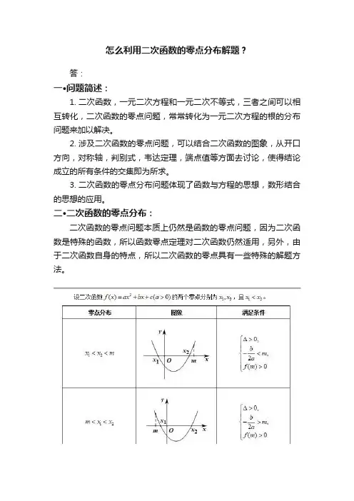 怎么利用二次函数的零点分布解题？