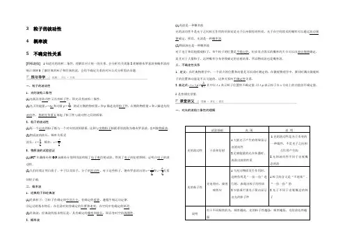 2021-2022学年高二物理人教版选修3-5学案：17.3 粒子的波动性 概率波 不确定性关系 