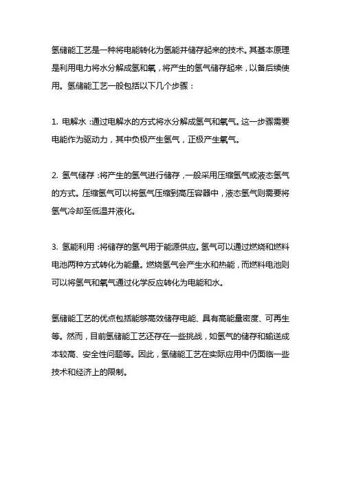 氢储能工艺