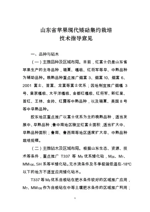 山东省苹果现代矮砧集约栽培技术指导意见