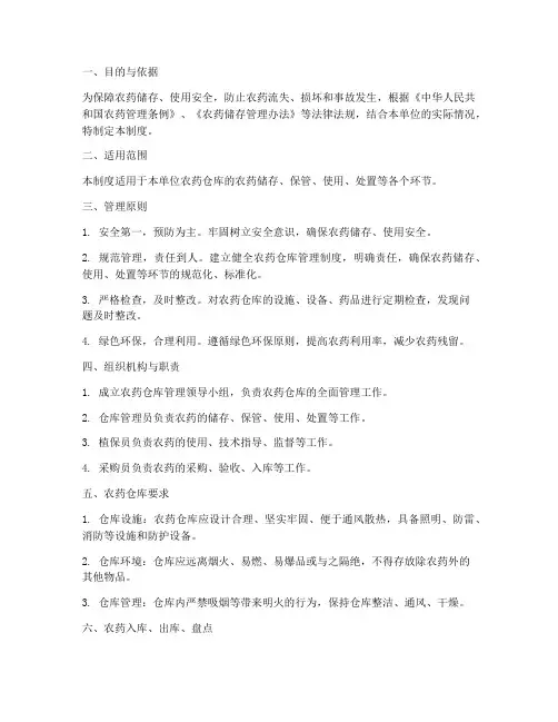 农药仓库管理制度总则