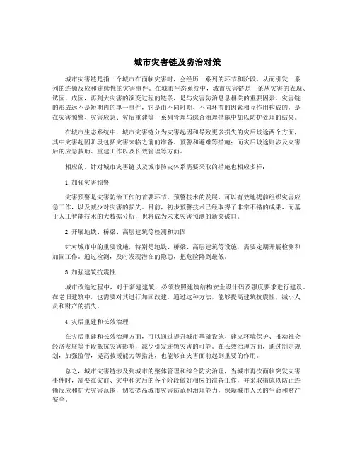 城市灾害链及防治对策