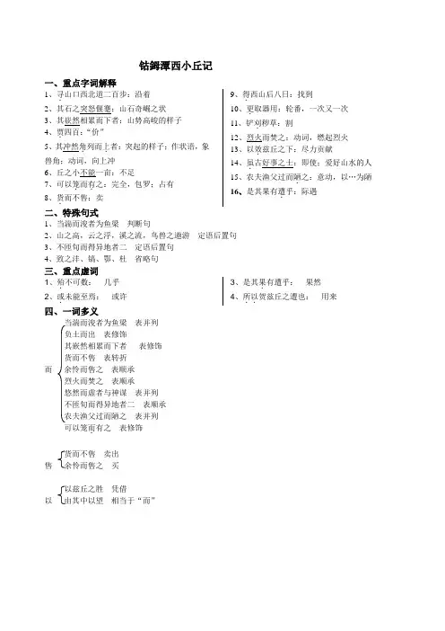 钴鉧潭西小丘记