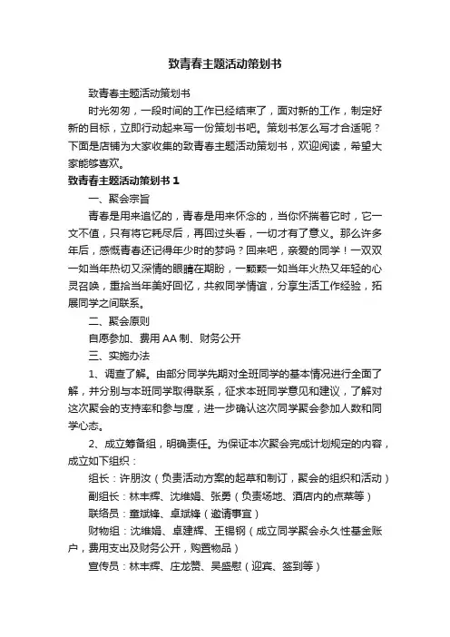 致青春主题活动策划书