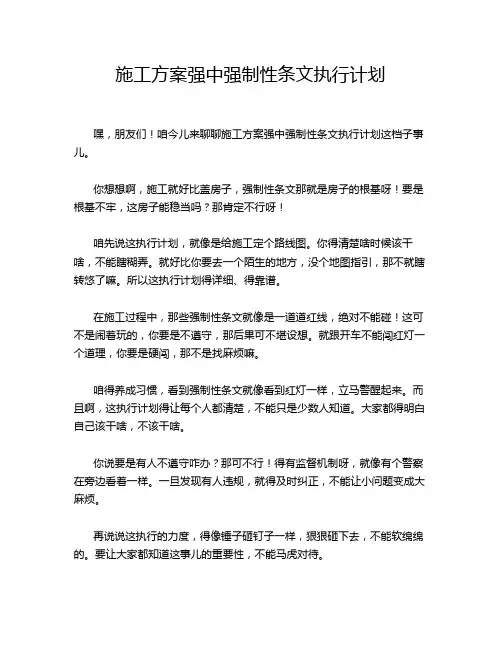 施工方案强中强制性条文执行计划