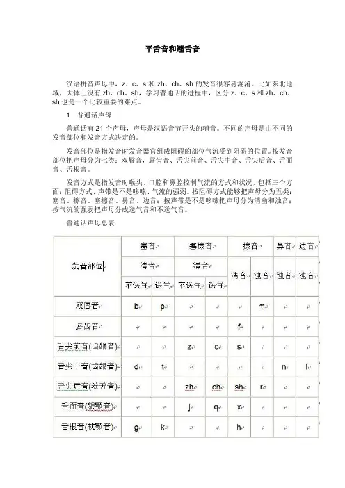 平舌音和翘舌音