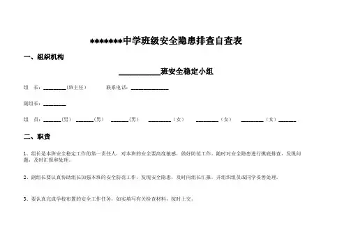 学校隐患排查表