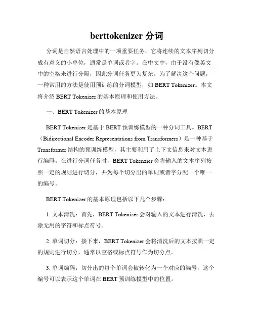 berttokenizer 分词