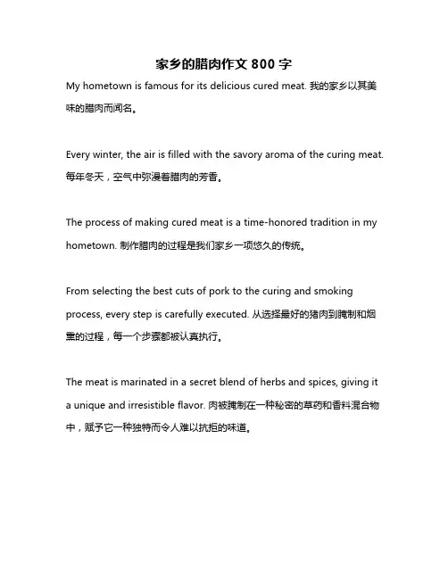 家乡的腊肉作文800字