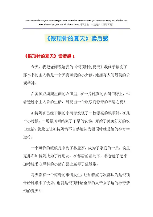 《银顶针的夏天》读后感