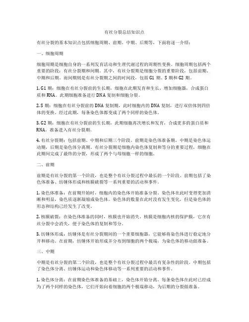 有丝分裂总结知识点