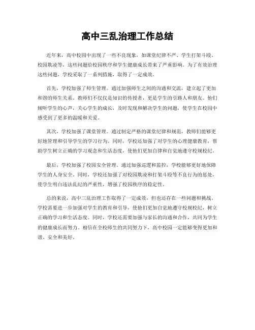 高中三乱治理工作总结