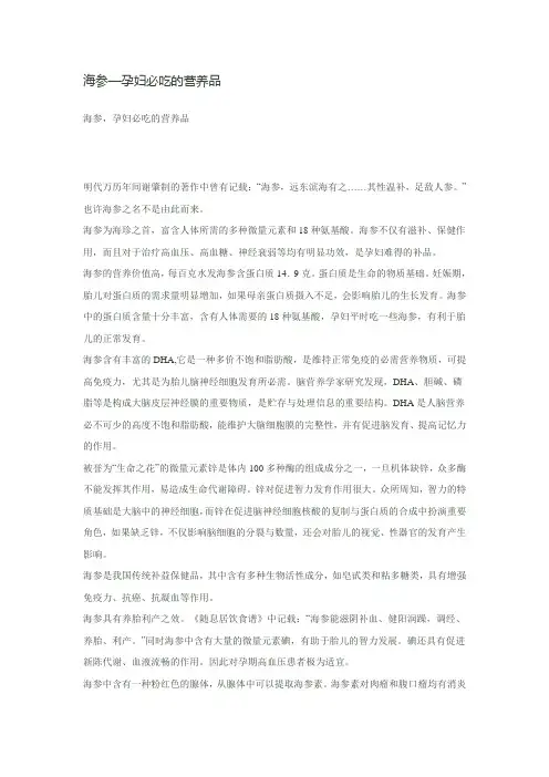 海参—孕妇必吃的营养品