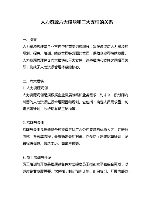 人力资源六大模块和三大支柱的关系