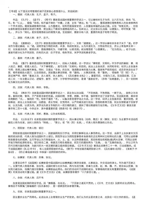 诸子百家核心思想是什么