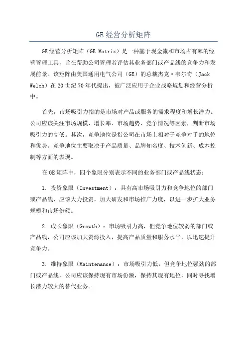 GE经营分析矩阵