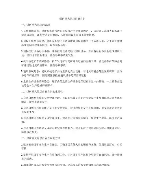 煤矿重大隐患自查自纠