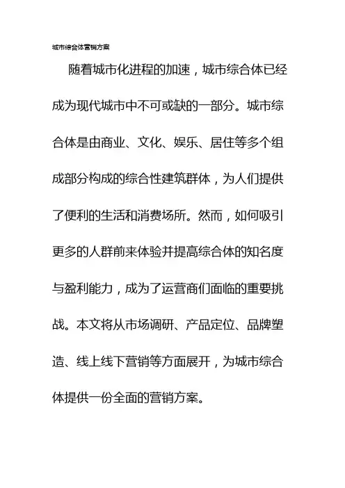 城市综合体营销方案