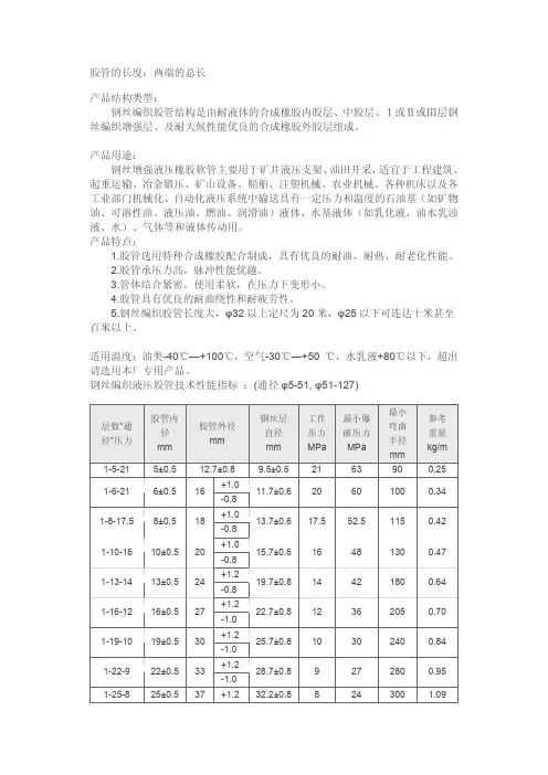 胶管规格