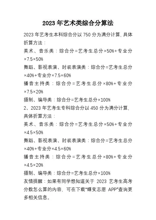 2023年艺术类综合分算法