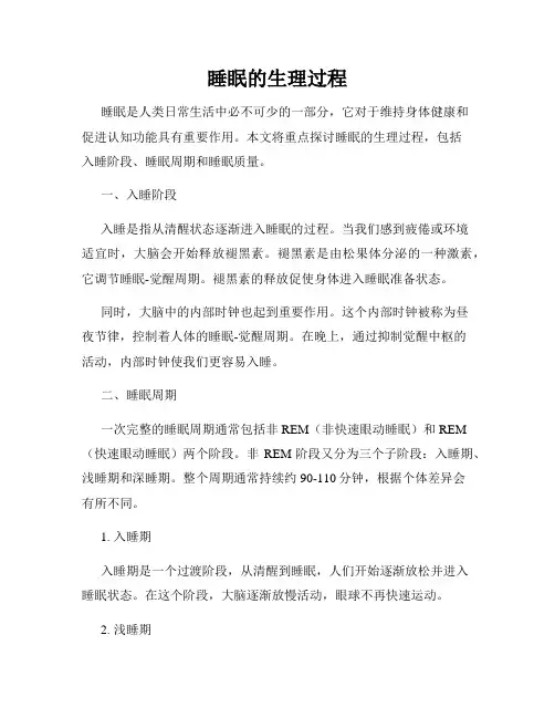 睡眠的生理过程