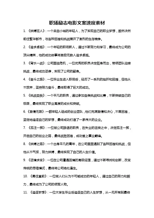 职场励志电影文案速度素材