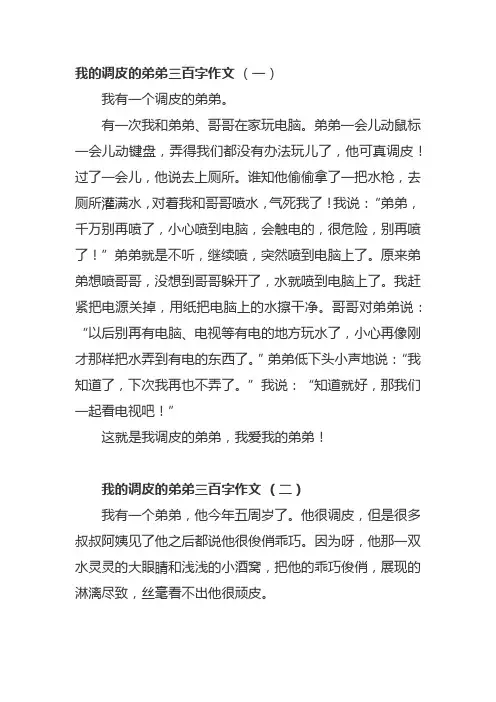 我的调皮的弟弟三百字作文