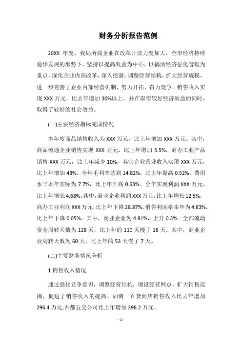 2019财务分析报告范例