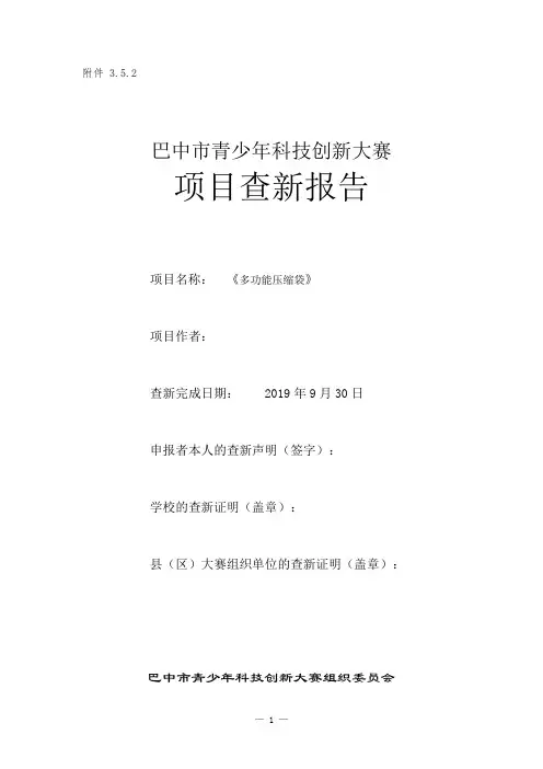 小学生科技创意项目查新报告