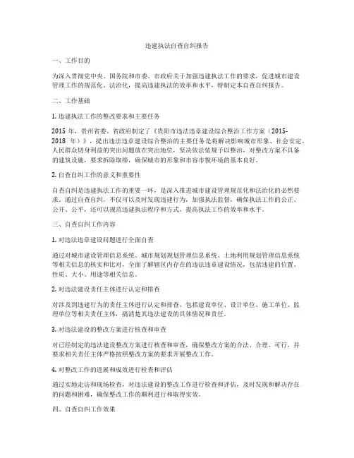 违建执法自查自纠报告