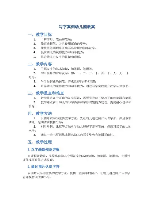 写字案例幼儿园教案
