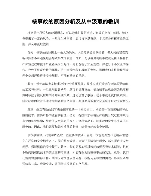 核事故的原因分析及从中汲取的教训