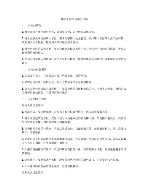 楼层火灾应急逃生预案