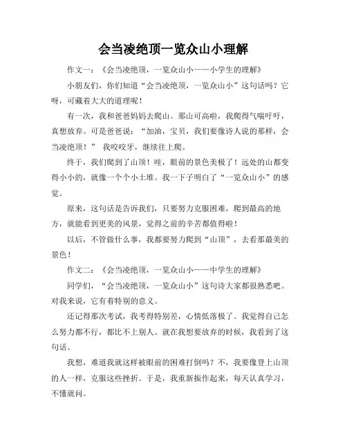 会当凌绝顶一览众山小理解
