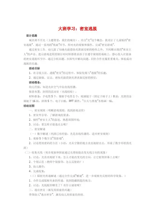 大班学习《密室逃脱》