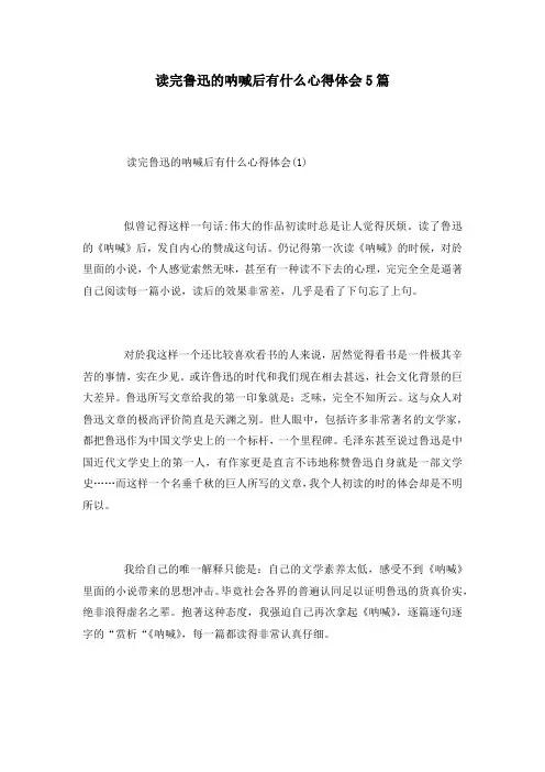 读完鲁迅的呐喊后有什么心得体会5篇