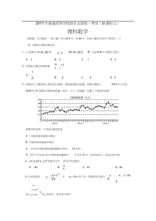 (word完整版)2017全国三卷理科数学高考真题及答案,推荐文档