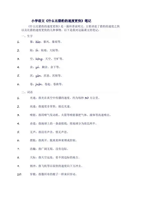 小学语文《什么比猎豹的速度更快》笔记