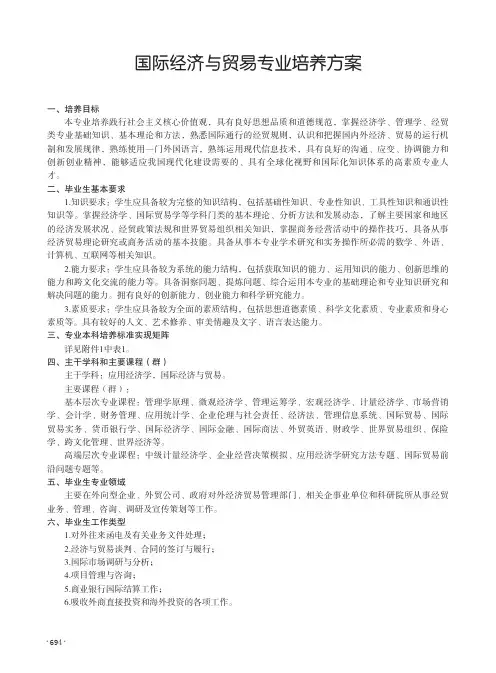 国际经济与贸易专业培养方案