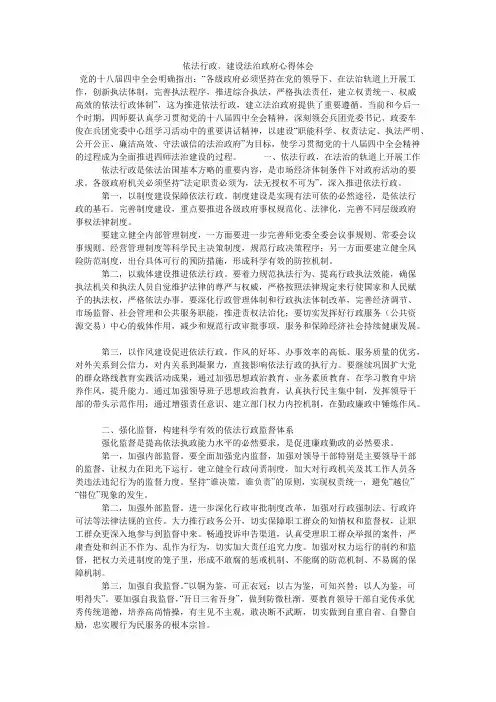 依法行政、建设法治政府心得体会【精选】