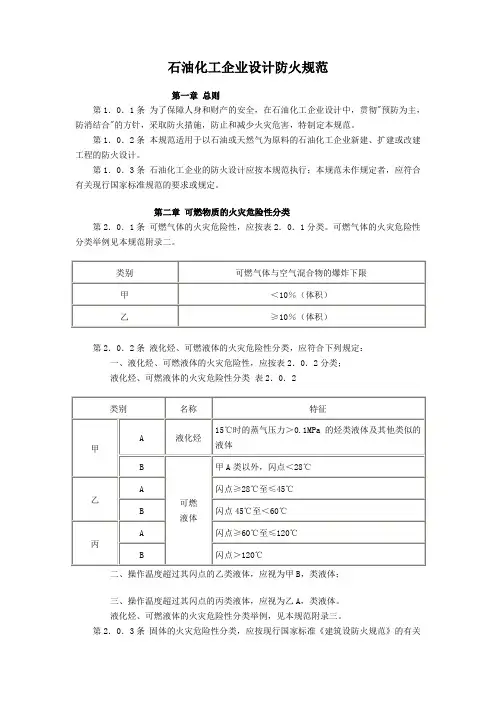 石油化工企业设计防火规范GB50160-2008