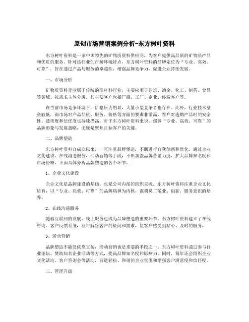 原创市场营销案例分析-东方树叶资料