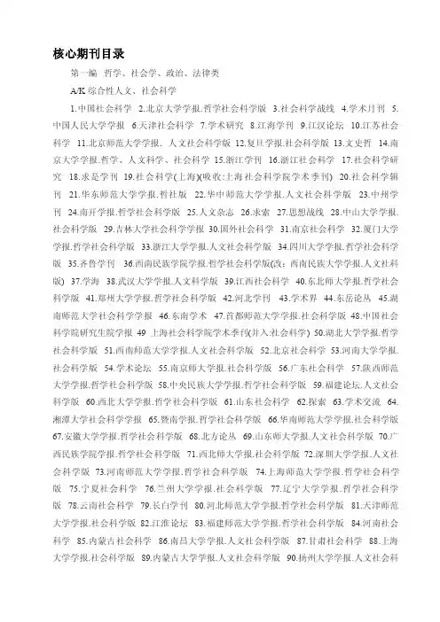 人力资源中文核心期刊目录