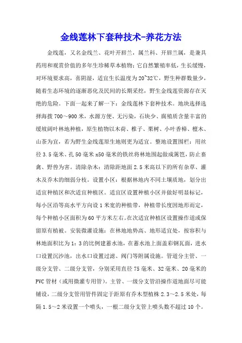 金线莲林下套种技术 - 养花方法