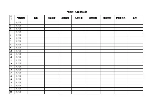 气瓶出入库登记表