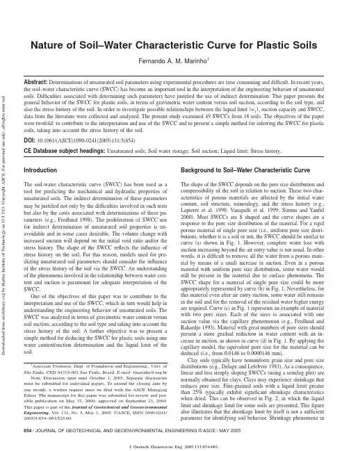 Nature of Soil–Water Characteristic Curve for Plastic Soils